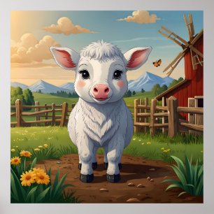 Affiche L'art des animaux de ferme mignons