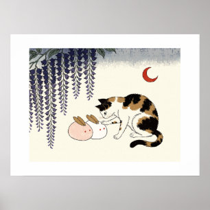 Affiche L'art du chat d'avril – Manju de lapin sous la gly
