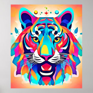 Affiche L'art du visage de tigre coloré