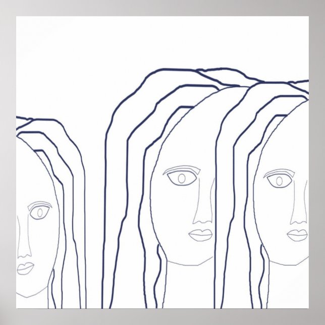 Affiche l'art facial abstrait des femmes (Devant)