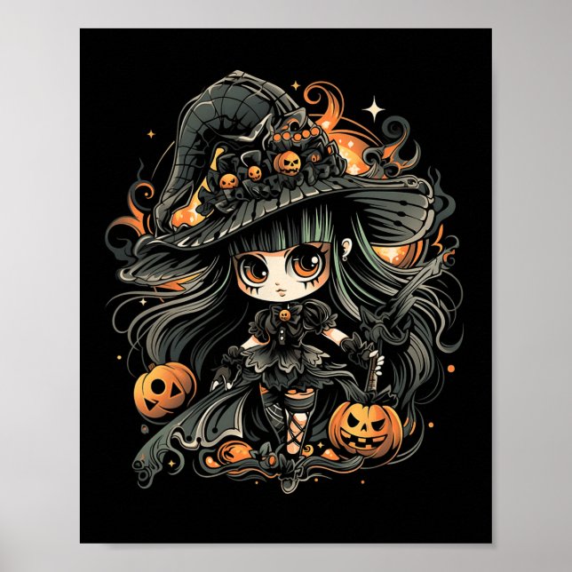 Affiche L'art féroce de la sorcière d'Halloween (Devant)