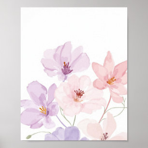 Affiche L'art floral à l'aquarelle douce – Rose pastel et 