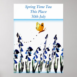 Affiche L'art floral du papillon Bluebells
