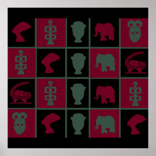 Affiche l'art géométrique coloré africain