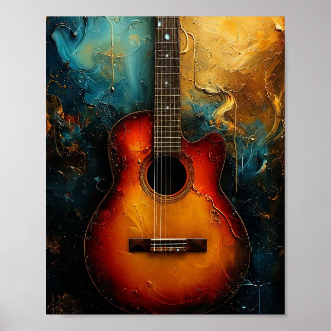 Affiche L'art guitare rétro (Devant)