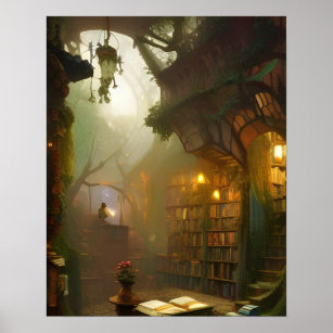 Affiche L'art Imaginaire de la librairie magique