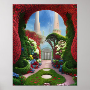 Affiche L'art Imaginaire des jardins rouges