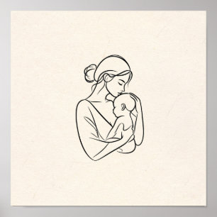 Affiche L'art minimaliste en ligne de maman et bébé