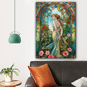 Affiche L'art nouveau vignes romantiques féminin