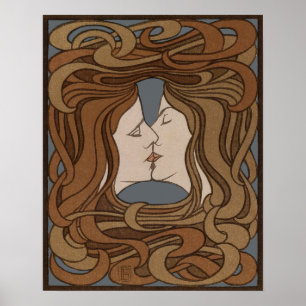 Affiche L'art nouveau vintage Le Baiser