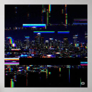 Affiche L'art numérique de reflet Cityscape futuriste