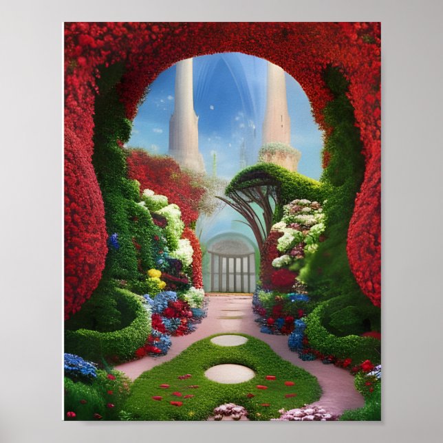 Affiche L'Art numérique d'Imaginaire Red Gardens (Devant)