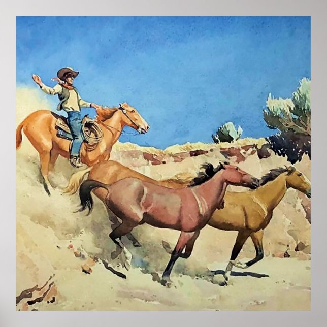 Affiche L'art occidental «Saddle Stock» de Maynard Dixon (Devant)