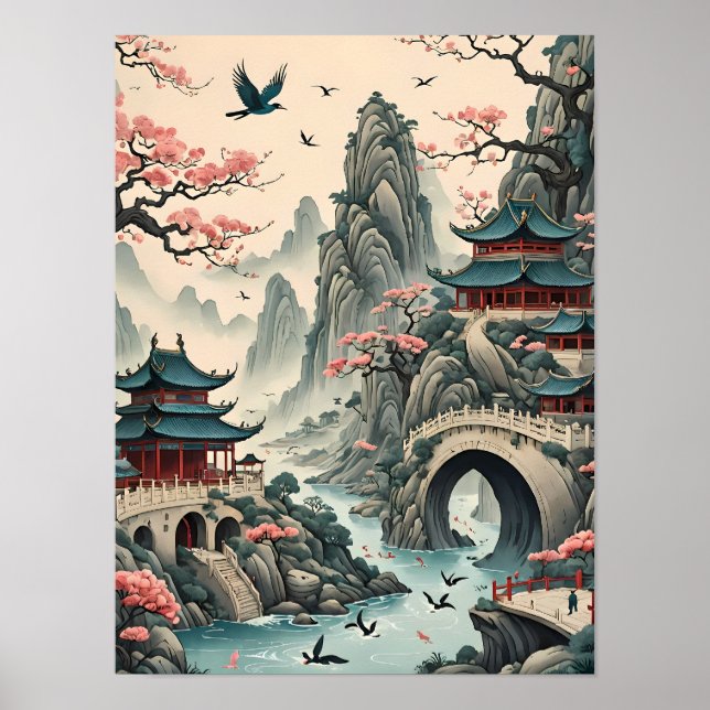 Affiche L'art paysager traditionnel surréaliste chinois (Devant)