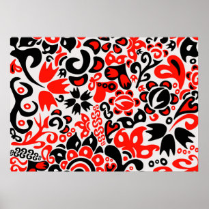 Affiche L'art populaire ukrainien motif floral abstact