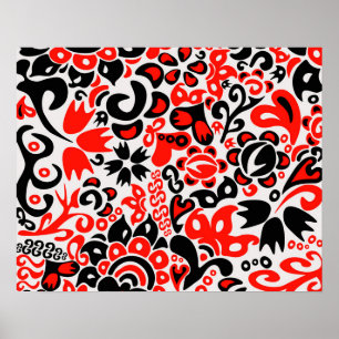 Affiche L'art populaire ukrainien motif floral abstact