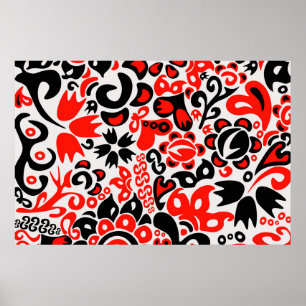 Affiche L'art populaire ukrainien motif floral abstact