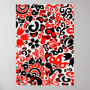 Affiche L'art populaire ukrainien motif floral abstact