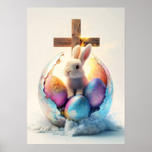 Affiche L'art religieux de la Croix de lapin de Pâques