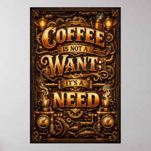 Affiche L'art Steampunk : Le Café N'est Pas Un Caprice, C'