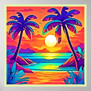 Affiche L'art tropical du coucher de soleil