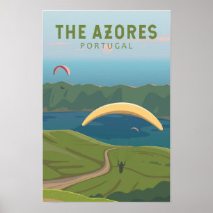 Affiche L'art vintage de voyage des Açores Portugal