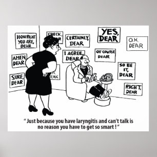 Affiche Laryngite a sauvé la journée, drôle vintage