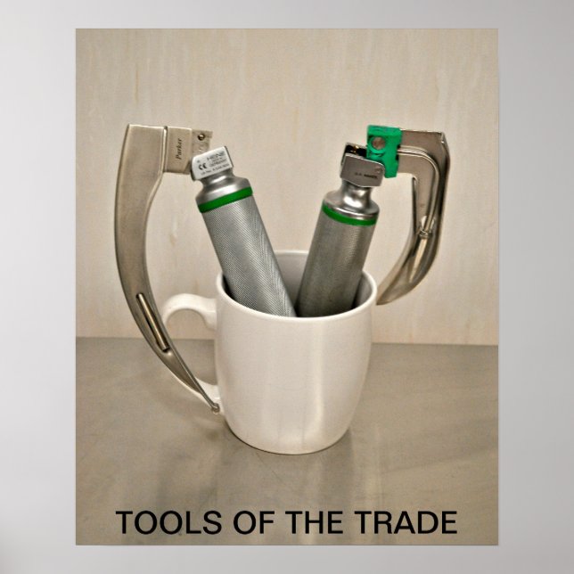 AFFICHE LARYNGOSCOPES ET BOUG DE CAFÉ - OUTILS DU COMMERCE (Devant)