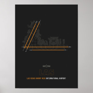 Affiche LAS - Las Vegas Harry Reid Airport Runway Diagramm