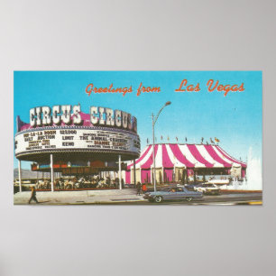 Affiche Las Vegas Circus Circus dans les années 1960