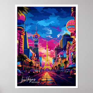 Affiche Las Vegas City Nevada Voyage illustration Vintage
