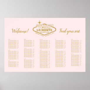 Affiche Las Vegas Enseigne Personnalisée Texte Rose Or Bie
