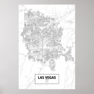Affiche Las Vegas, Nevada (noir sur blanc)