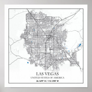 Affiche Las Vegas Nevada USA Cities Travel City Map