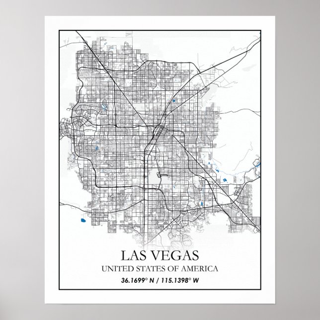 Affiche Las Vegas Nevada USA Cities Travel City Map (Devant)