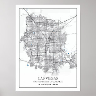 Affiche Las Vegas Nevada USA Cities Travel City Map