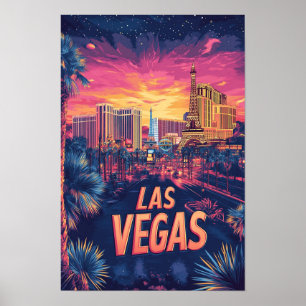 Affiche Las Vegas Nevada USA Illustration Vintage Voyage
