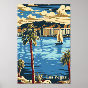 Affiche Las Vegas Nevada Vintage Retro Illustration de voy