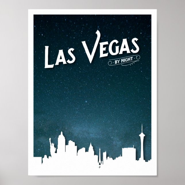 Affiche Las Vegas skyline de nuit, Las Vegas, Nevada (Devant)