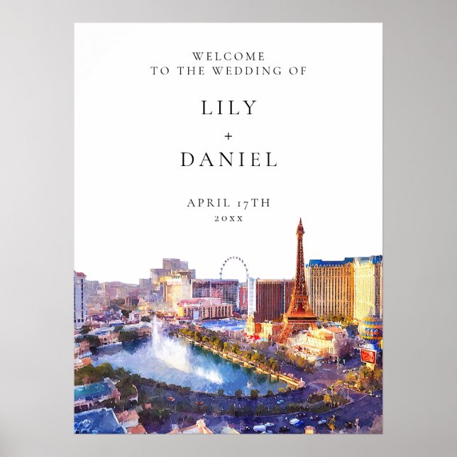 Affiche Las Vegas Skyline Wedding Welcome Sign (Devant)