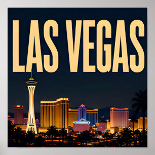 Affiche Las Vegas Strip et Enseignes Lumineuses