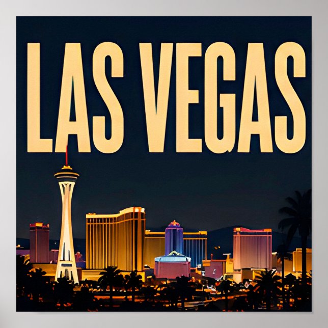 Affiche Las Vegas Strip et Enseignes Lumineuses (Devant)