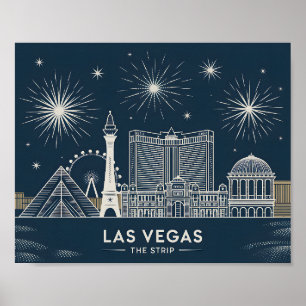 Affiche Las Vegas Strip Nevada Skyline Line Art Cityscape