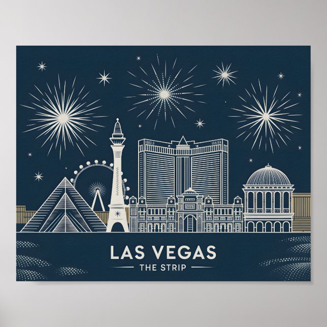 Affiche Las Vegas Strip Nevada Skyline Line Art Cityscape (Devant)