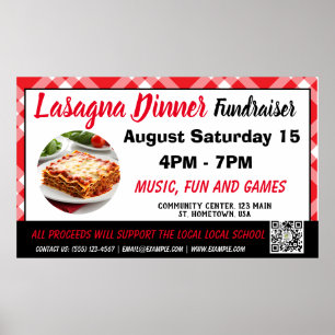 Affiche Lasagna Dîner rouge Fundraiser Bannière