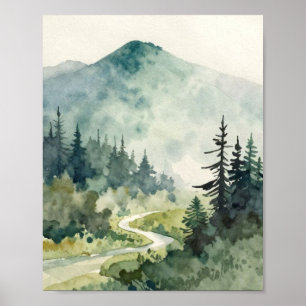 Affiche L'Ascension Silencieuse : Un Passage Matinal Brume