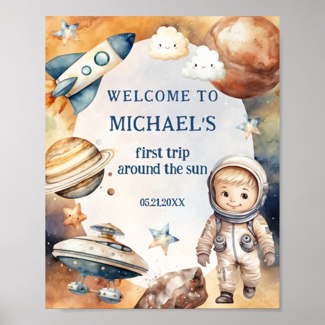 Affiche L'Astronaut Space Premier Voyage Autour Du Soleil  (Devant)