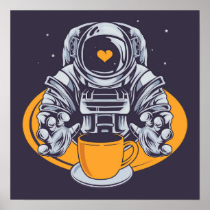 Affiche L'astronaute aime le café