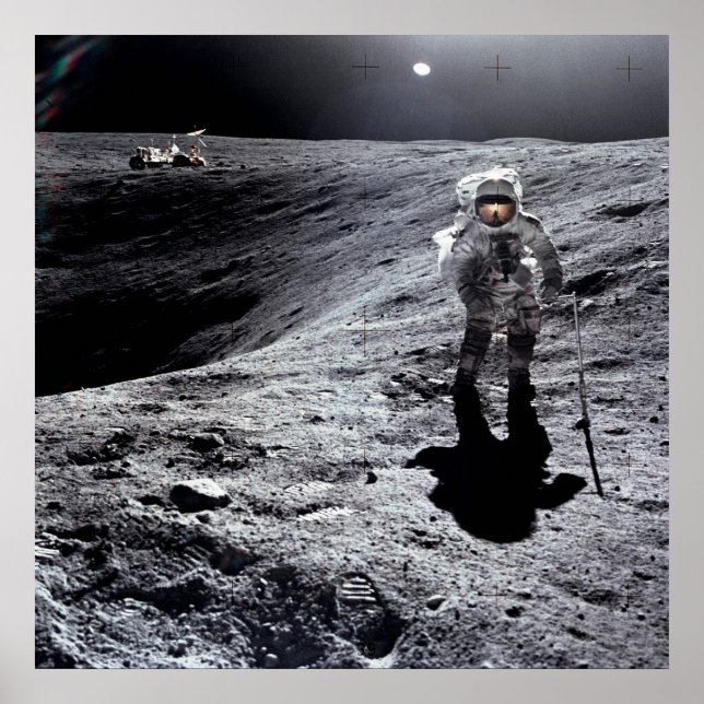 Affiche L'astronaute Apollo 16 sur la Lune (Devant)