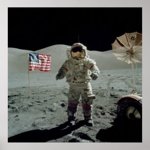 Affiche L'astronaute Apollo 17 dans la vallée du Littrow T